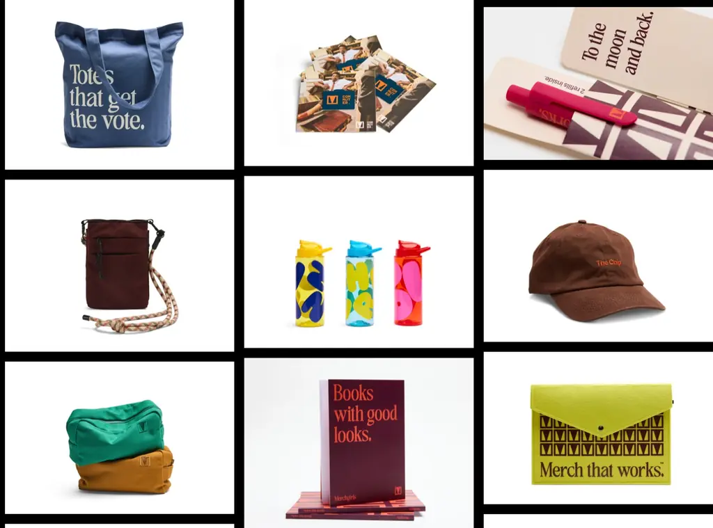 A grid of branded merchandise on the live Merchgirls store, fed by the product catalogue backbone.