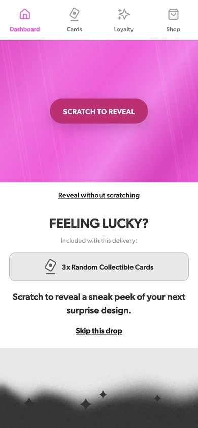 Knobby drop preview with the scratch-to-reveal surface still covered.